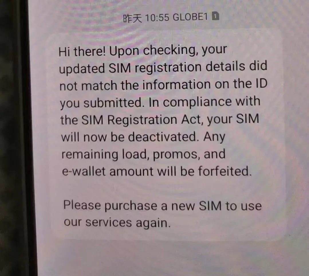 菲律宾 Globe 正在停用登记信息不实的 SIM 卡