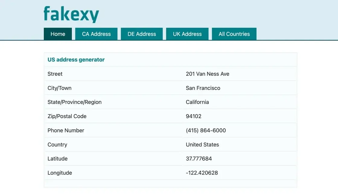 Fakexy 線上虛擬個資產生器:免費生成多國假資料與測試用信用卡