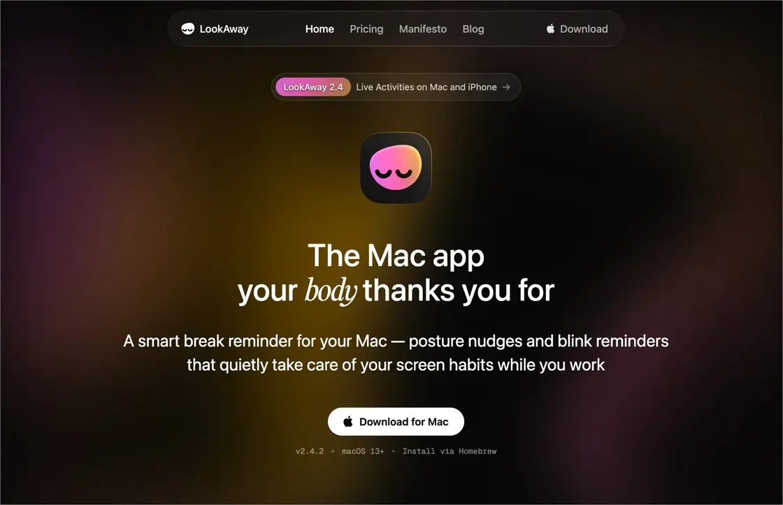 LookAway:Mac 必備智慧護眼軟體!提升工作效率同時讓眼睛更健康 Mac 護眼軟體推薦!LookAway 定時提醒休息、放鬆眼睛